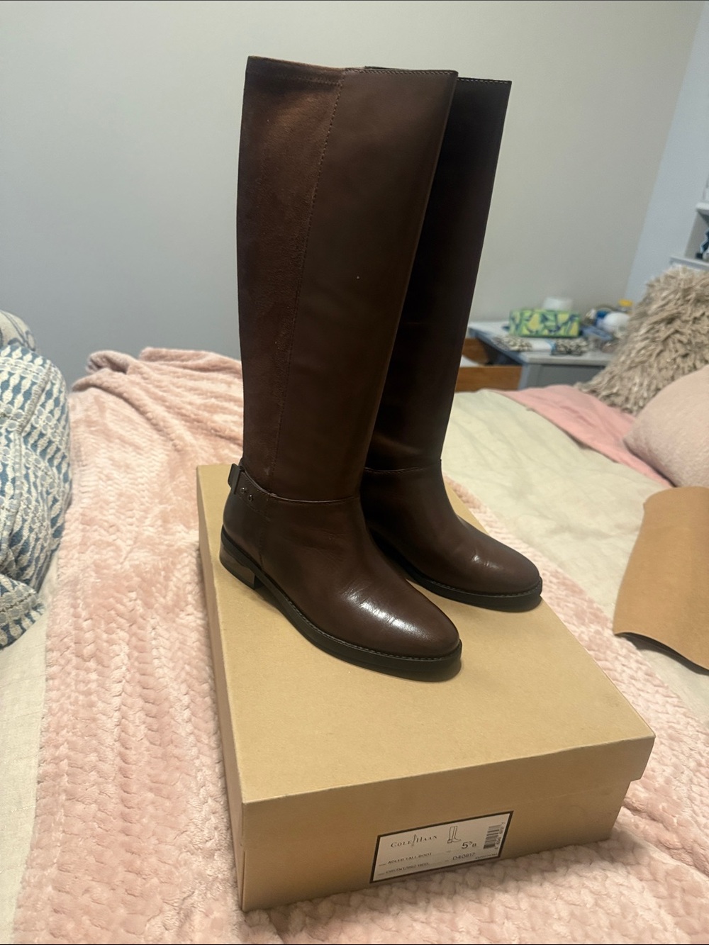Cole Haan Dark Brown Leather Over-the-Knee Riding Boots